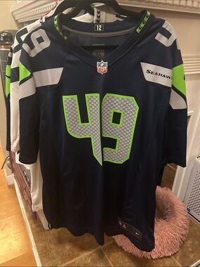 NFL Seattle Seahawks Navy & Neon Green #49 Griffin Game Jersey